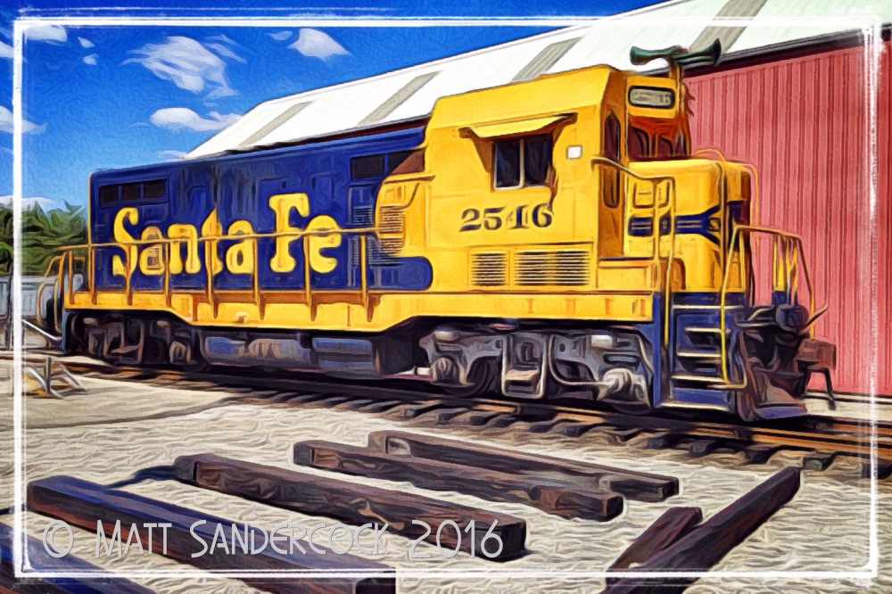 project 366, sign, iColorama, train, locomotive, Santa Fe, engine, Kentucky Railway Museum