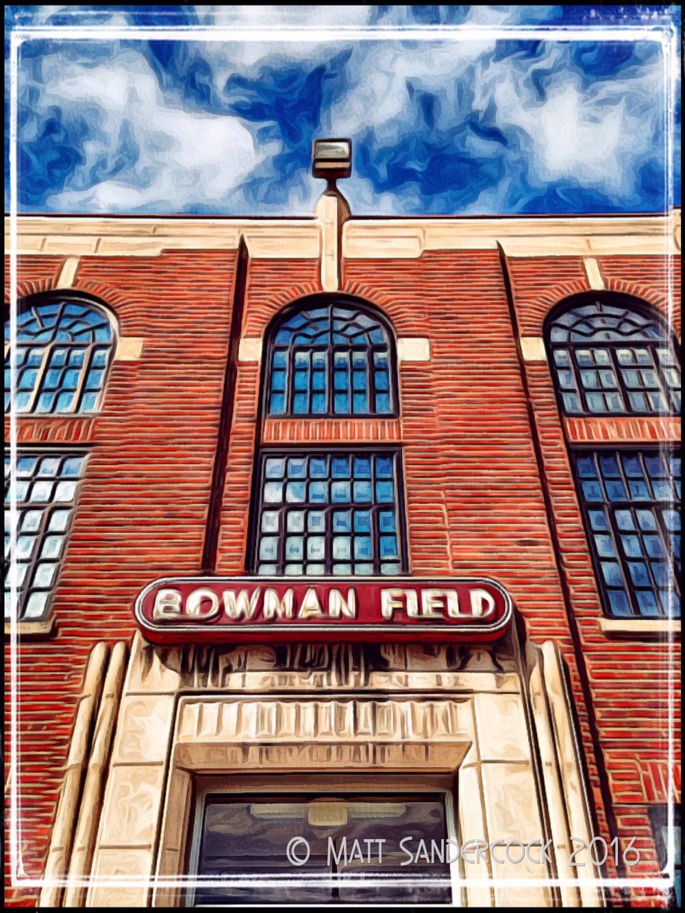 project 366, sign, iColorama, Bowman Field, Louisville, airport, windows, reflections, clouds