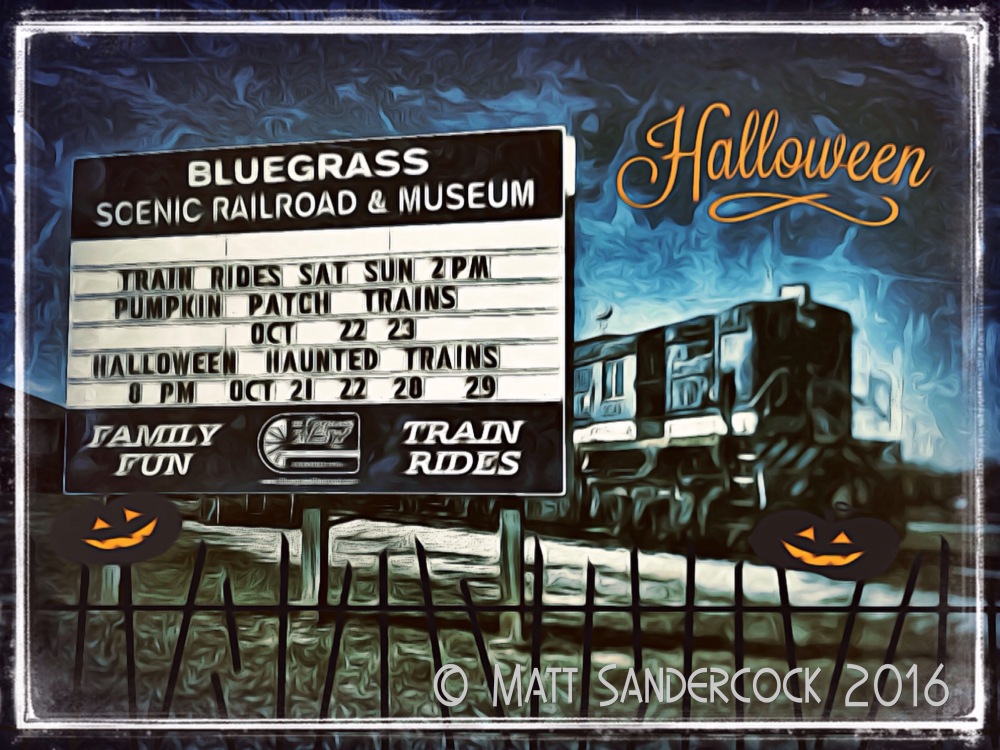 project 366, sign, iColorama, train, Bluegrass Railroad Museum, Versailles, Kentucky, Halloween
